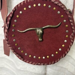 Idyllwind Burgandy Crossbody Bag with Bullhead Detail